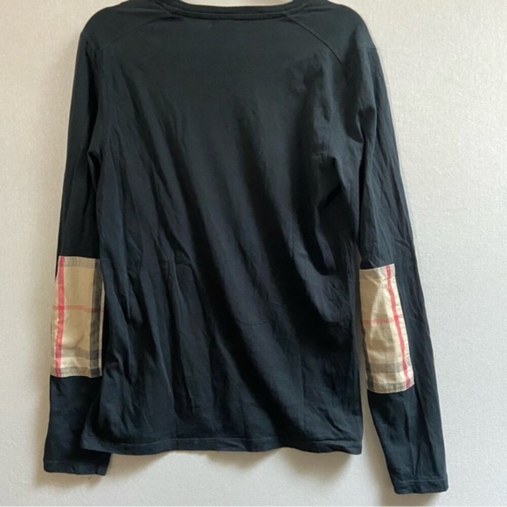 Burberry London Men's Black Cotton Crewneck Long Sleeve Shirt - Size M